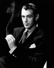 Gary Cooper debonair 1930's portrait in suit & tie smoking cigarette 8x10 photo