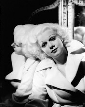 Jean harlow glamour portrait wearing white coat posing against mirror 8x10 photo