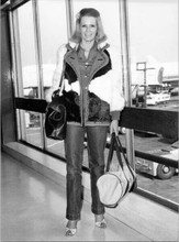 Angie Dickinson original press photo 7x 9.5 inches at London's Heathrow Airport