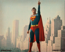 Superman1978 original 8x10 lobby card Christopher Reeve against New York skyline