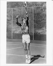 Robert Redford original 1970's press photo 8x10 inches playing tennis bare chest