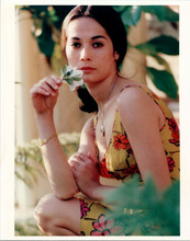 Nancy Kwan vintage 1970's 8x10 photo lovely pose with flower