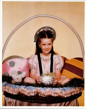 Margaret O'Brien vintage 1970's 8x10 photo smiling sitting in Easter basket