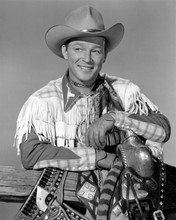 Roy Rogers King of the Cowboys smiling portrait with his saddle 8x10 inch photo