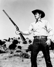 Chuck Connors rifle at the ready in his right hand The Rifleman TV 8x10 photo