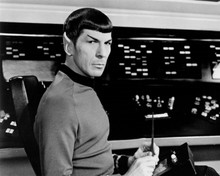 Leonard Nimoy as Spock on Enterprise bridge station 8x10 inch photo