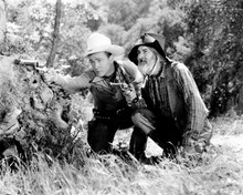 Roy Rogers & Gabby Hayes point their guns 8x10 inch photo