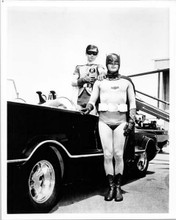 Batman TV series 8x10 photo Burt Ward with hand on Adam West shoulder Batmobile