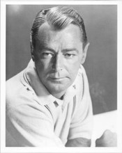 Alan Ladd 8x10 inch photo studio portrait in white sweater 1950's era