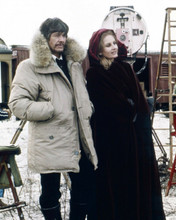 Breakhart Pass 1975 Charles Bronson on set in parka with Jill Ireland 8x10 photo
