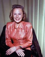 June Allyson big smile looks glamorous in red sequined blouse 1940's 8x10 photo