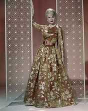 Martha Hyer full length glamour portrait in gold flowered dress 8x10 inch photo