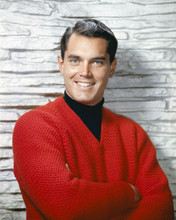 Jeffrey Hunter smiling 1950's portrait in red sweater 8x10 inch photo