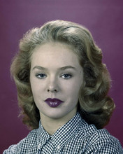Joey Heatherton in checkered blue shirt & purple lipstick 1960's 8x10 inch photo
