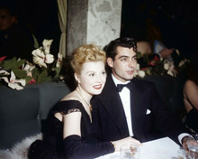 Arlene Dahl dines with dapper companion 1940's Hollywood 8x10 inch photo