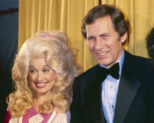 Dolly Parton candid 1970's smiles for cameras with unidentified man 8x10 photo