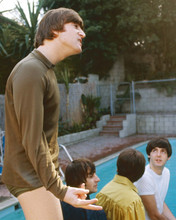 The Beatles rare shot John Ringo George & Paul by swimming pool 8x10 inch photo