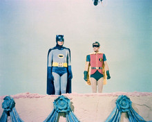 Batman TV Adam West & Burt Ward filming scene on balcony 8x10 inch photo