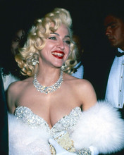 Madonna 1990's smiling in low cut silver gown & diamond necklace 8x10 inch photo