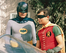 Batman 1966 Adam West & Burt Ward Batman & Robin by Batmobile 8x10 inch photo