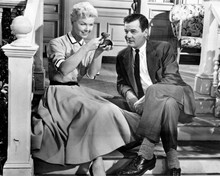 Young at Heart 1955 Doris Day & Gig Young sit on porch steps 8x10 inch photo