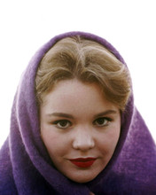 Tuesday Weld early 1960's portrait wearing purple scarf 8x10 inch photo