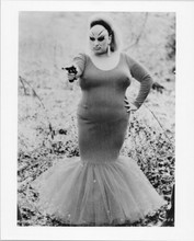 Divine in Pink Flamingos pointing gun 8x10 inch photo