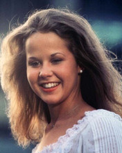 Linda Blair gives lovely smile in white dress 1977 Exorcist II 8x10 photo