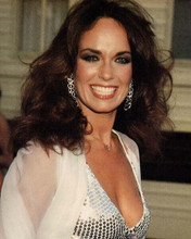 Catherine Bach with dazzling smile in low cut dress 1980's era 8x10 inch photo