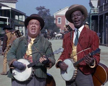 Cat Ballou 1965 Nat King Cole & Stubby Kaye play banjos in street 8x10 photo