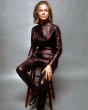 Honor Blackman on chair in leather outfit as Pussy Galore Goldfinger 8x10 photo