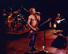 Police 1970's in concert pose bare chested Sting at microphone 8x10 inch photo