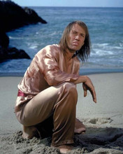 Kung Fu 1972 David Carradine in silk combat outfit on beach 8x10 photo
