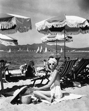 To Catch A Thief 1955 Grace Kelly iconic sitting on Cannes beach 8x10 photo
