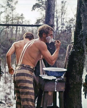 Steve McQueen in prison garb shaving in woods 1966 Nevada Smith 8x10 photo