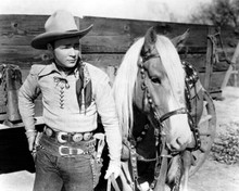 Roy Rogers hand on his gun prepares for action with Trigger 8x10 inch photo
