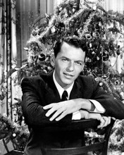 Frank Sinatra seasonal portrait seated by Christmas tree 1950's era 8x10 photo