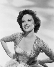 Susan Hayward 1940's glamour portrait smiling in sequined gown 8x10 inch photo
