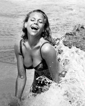 Honor Blackman Goldfinger's Pussy Galore frolicks in surf in bikini 8x10 photo
