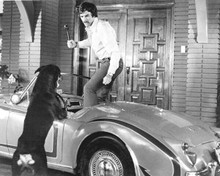 Daughters of Satan 1972 Tom Selleck stands up in MG A 1600 Roadster 8x10 photo