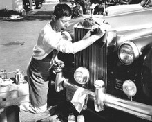 Jerry Lewis polishes up Spirit of Ecstasy on Rolls Royce Cinderfella 8x10 photo