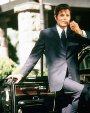 Jack Lord in suit by his car holding police radio Hawaii Five-O 8x10 inch photo