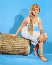 Marion Michael sits on wicker basket 1956 Liane Jungle Goddess 8x10 inch photo