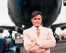 Jack Lord classic as McGarrett standing under airplane Hawaii Five-O 8x10 photo