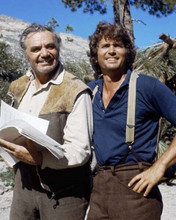 Little House on The Prairie Ernest Borgnine Michael Landon on set 8x10 photo