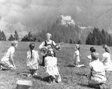The Sound of Music Julie Andrews plays guitar in mountains with kids 8x10 photo
