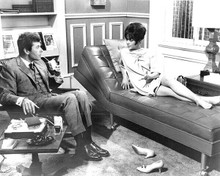 Penelope 1966 Dick Shawn looks at Natalie Wood seated on couch 8x10 inch photo