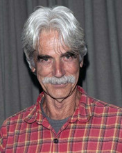 Sam Elliott classic smile for press wearing checkered shirt 8x10 inch photo