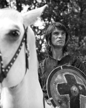 Oliver Tobais on horseback holding shield 1972 Arthur of the Britons 8x10 photo