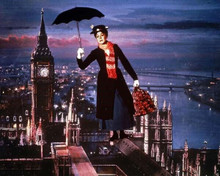 Mary Poppins Julie Andrews with umbrella flies across London 8x10 inch photo